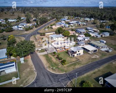 Aerial of holiday houses at Buxton a small village on the banks of the Isis River Queensland Australia Stock Photo