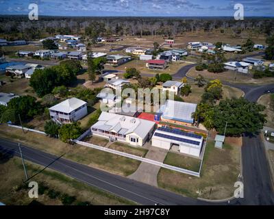 Aerial of holiday houses at Buxton a small village on the banks of the Isis River Queensland Australia Stock Photo