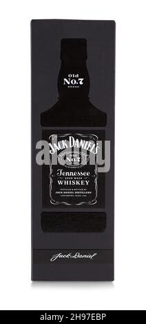 Jack Daniels Tennessee Whiskey single barrel select box on isolated background. Stock Photo