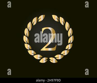 2Nd Golden Anniversary Logo Laurel Wreath Gold Ribbon Symbol Logo Stock  Vector by ©aphichato 384677714