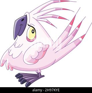 Smiling chubby pink parrot cartoon Stock Vector