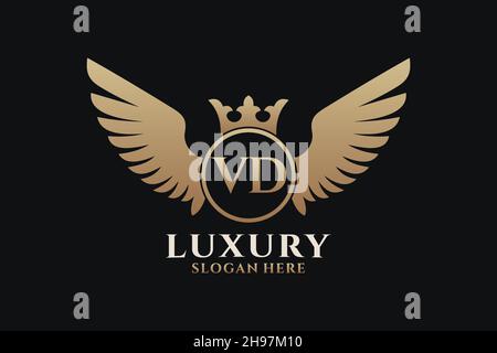 Luxury royal wing Letter VD crest Gold color Logo vector, Victory logo, crest logo, wing logo, vector logo . Stock Vector