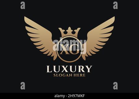Luxury royal wing Letter XG crest Gold color Logo vector, Victory logo, crest logo, wing logo, vector logo . Stock Vector