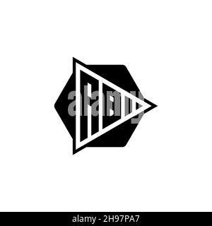 AB Monogram logo letter with triangle play button shape hexagonal rounded. Triangle circle monogram logo, triangle shield logo letter. Stock Vector