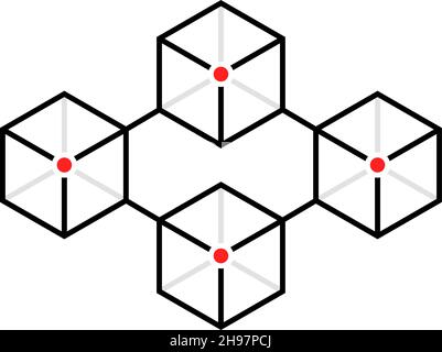 simple thin line blocks like blockchain Stock Vector