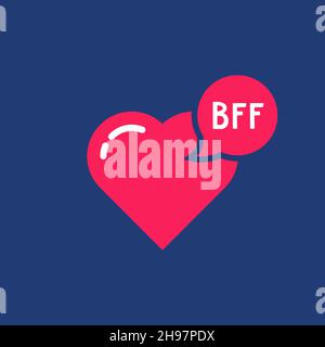 simple bff word with pink heart Stock Vector