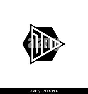 DB Monogram logo letter with triangle play button shape hexagonal rounded. Triangle circle monogram logo, triangle shield logo letter. Stock Vector