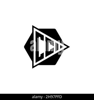CC Monogram logo letter with triangle play button shape hexagonal rounded. Triangle circle monogram logo, triangle shield logo letter. Stock Vector