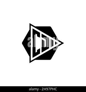 CD Monogram logo letter with triangle play button shape hexagonal rounded. Triangle circle monogram logo, triangle shield logo letter. Stock Vector