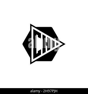 CH Monogram logo letter with triangle play button shape hexagonal rounded. Triangle circle monogram logo, triangle shield logo letter. Stock Vector