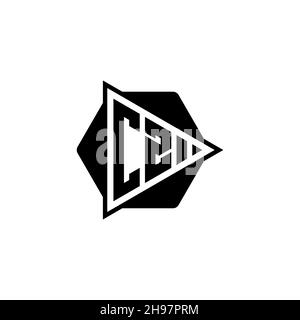 CZ Monogram logo letter with triangle play button shape hexagonal rounded. Triangle circle monogram logo, triangle shield logo letter. Stock Vector