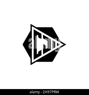 CJ Monogram logo letter with triangle play button shape hexagonal rounded. Triangle circle monogram logo, triangle shield logo letter. Stock Vector