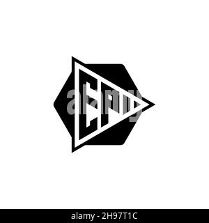 EP Monogram logo letter with triangle play button shape hexagonal rounded. Triangle circle monogram logo, triangle shield logo letter. Stock Vector