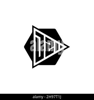 DZ Monogram logo letter with triangle play button shape hexagonal rounded. Triangle circle monogram logo, triangle shield logo letter. Stock Vector