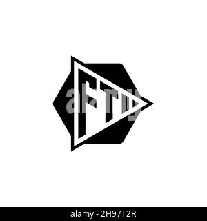 FT Monogram logo letter with triangle play button shape hexagonal rounded. Triangle circle monogram logo, triangle shield logo letter. Stock Vector