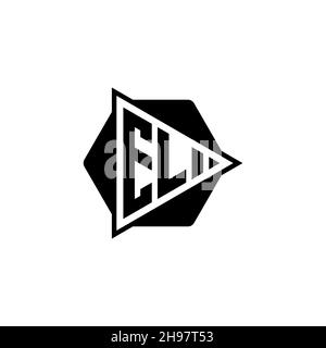 EL Monogram logo letter with triangle play button shape hexagonal rounded. Triangle circle monogram logo, triangle shield logo letter. Stock Vector