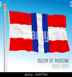 Duchy of Modena historical naval flag, 1830 - 1859, Italy, vector illustration Stock Vector
