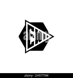 EW Monogram logo letter with triangle play button shape hexagonal rounded. Triangle circle monogram logo, triangle shield logo letter. Stock Vector