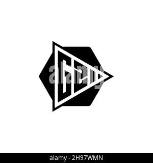 GZ Monogram logo letter with triangle play button shape hexagonal rounded. Triangle circle monogram logo, triangle shield logo letter. Stock Vector