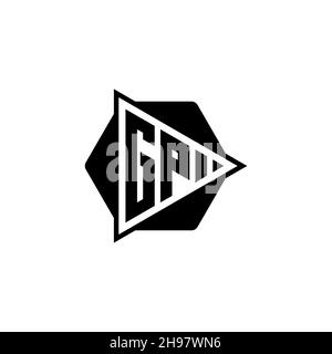 GP Monogram logo letter with triangle play button shape hexagonal rounded. Triangle circle monogram logo, triangle shield logo letter. Stock Vector