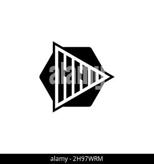 HH Monogram logo letter with triangle play button shape hexagonal rounded. Triangle circle monogram logo, triangle shield logo letter. Stock Vector