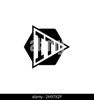 IT Monogram logo letter with triangle play button shape hexagonal rounded. Triangle circle monogram logo, triangle shield logo letter. Stock Vector