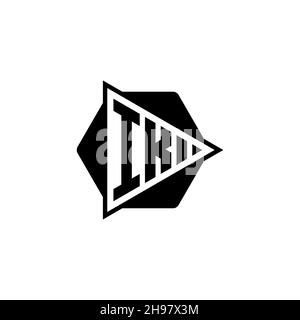 IK Monogram logo letter with triangle play button shape hexagonal rounded. Triangle circle monogram logo, triangle shield logo letter. Stock Vector