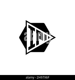 IP Monogram logo letter with triangle play button shape hexagonal rounded. Triangle circle monogram logo, triangle shield logo letter. Stock Vector