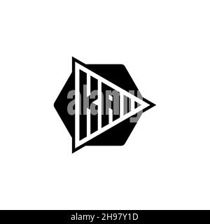 KA Monogram logo letter with triangle play button shape hexagonal rounded. Triangle circle monogram logo, triangle shield logo letter. Stock Vector