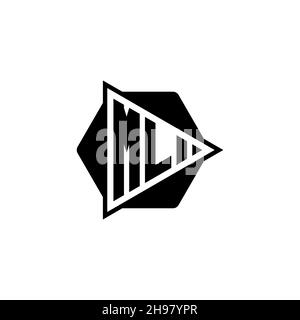ML Monogram logo letter with triangle play button shape hexagonal rounded. Triangle circle monogram logo, triangle shield logo letter. Stock Vector