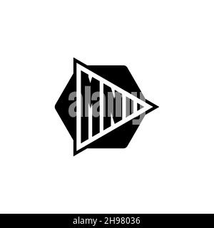 MN Monogram logo letter with triangle play button shape hexagonal rounded. Triangle circle monogram logo, triangle shield logo letter. Stock Vector