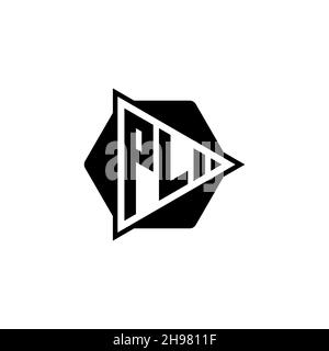 PL Monogram logo letter with triangle play button shape hexagonal rounded. Triangle circle monogram logo, triangle shield logo letter. Stock Vector