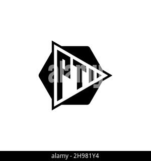 PT Monogram logo letter with triangle play button shape hexagonal rounded. Triangle circle monogram logo, triangle shield logo letter. Stock Vector