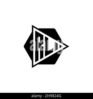 RL Monogram logo letter with triangle play button shape hexagonal rounded. Triangle circle monogram logo, triangle shield logo letter. Stock Vector