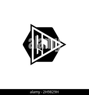 QJ Monogram logo letter with triangle play button shape hexagonal rounded. Triangle circle monogram logo, triangle shield logo letter. Stock Vector