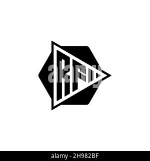 RF Monogram logo letter with triangle play button shape hexagonal rounded. Triangle circle monogram logo, triangle shield logo letter. Stock Vector