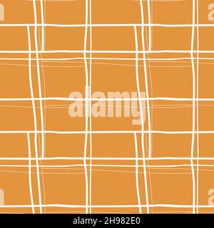 Abstract geometric squares seamless pattern. Vector illustration in camel yellow white colors like burnt sugar or caramel. Stock Vector