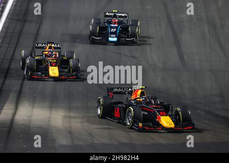 08 Vips Juri (est), Hitech Grand Prix, Dallara F2, action during the 7th round of the 2021 FIA Formula 2 Championship from December 3 to 5, 2021 on the Jeddah Corniche Circuit, in Jeddah, Saudi Arabia - Photo: Diederik Van Der Laan/DPPI/LiveMedia Stock Photo