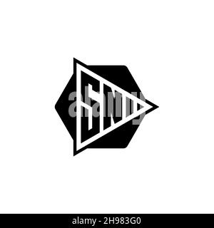 SN Monogram logo letter with triangle play button shape hexagonal rounded. Triangle circle monogram logo, triangle shield logo letter. Stock Vector