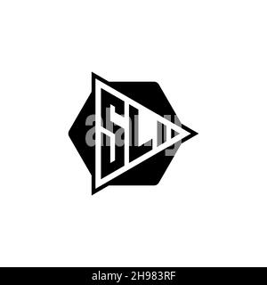 SL Monogram logo letter with triangle play button shape hexagonal rounded. Triangle circle monogram logo, triangle shield logo letter. Stock Vector