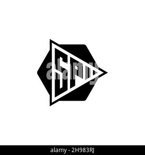 SP Monogram logo letter with triangle play button shape hexagonal rounded. Triangle circle monogram logo, triangle shield logo letter. Stock Vector