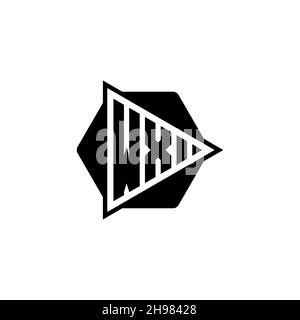 WX Monogram logo letter with triangle play button shape hexagonal rounded. Triangle circle monogram logo, triangle shield logo letter. Stock Vector