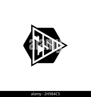 ZS Monogram logo letter with triangle play button shape hexagonal rounded. Triangle circle monogram logo, triangle shield logo letter. Stock Vector