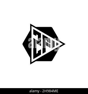 ZF Monogram logo letter with triangle play button shape hexagonal rounded. Triangle circle monogram logo, triangle shield logo letter. Stock Vector