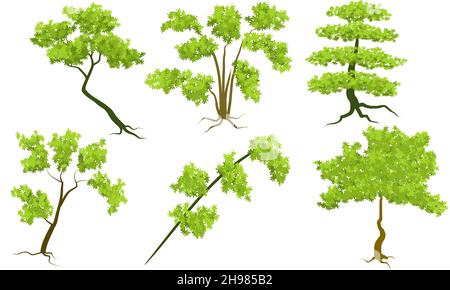 vector trees isolated on white background, vector trees set image component Stock Vector