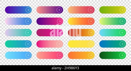Web gradienr buttons. Color rounded button collection. Vector set Stock Vector