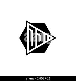 DD Monogram logo letter with triangle play button shape hexagonal rounded. Triangle circle monogram logo, triangle shield logo letter. Stock Vector