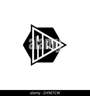 AQ Monogram logo letter with triangle play button shape hexagonal rounded. Triangle circle monogram logo, triangle shield logo letter. Stock Vector