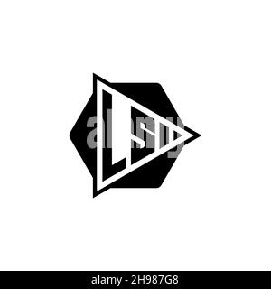 LS Monogram logo letter with triangle play button shape hexagonal rounded. Triangle circle monogram logo, triangle shield logo letter. Stock Vector