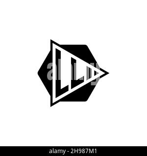 LL Monogram logo letter with triangle play button shape hexagonal rounded. Triangle circle monogram logo, triangle shield logo letter. Stock Vector